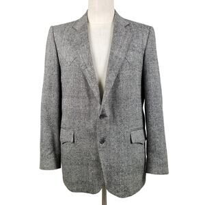 Luskey's Sport Coat Mens 42R Large Gray Black Tweed Western Blazer Vintage USA